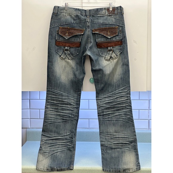 FUSA by Focus USA Inc. Other - FUSAI Focus USA Mens Straight Leg 36 Streetwear Jeans Embroidered Pockets Y2K